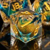 KERWELLSI Liquid Core Resin DND Dice, Blue Gold Dungeons and