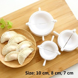 Dumpling Maker, Wonton Shape, Dumpling Maker, 3 Pieces, 10 cm, 8 cm, 7 cm with 3 Meat Spatulas, Ravioli Shaper, Dumpling Maker, Dumpling Cutter, Mouth Shaper, Dumpling Mould