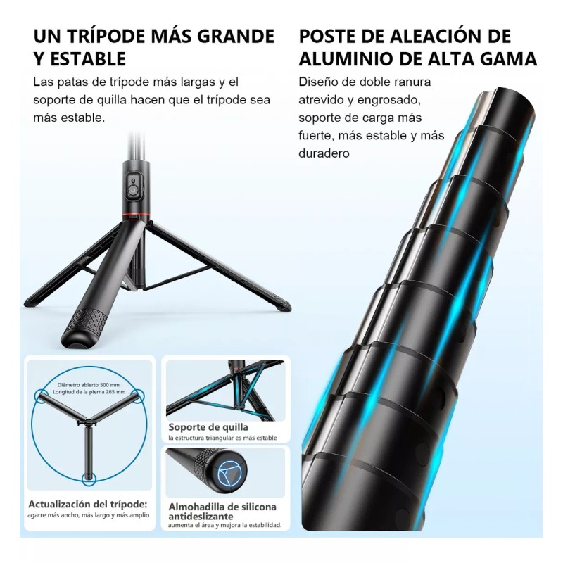 Keelead Selfie Stick Tripié 1.83m Bluetooth Control Telefono Celular