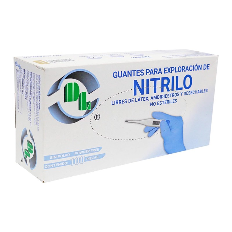Guantes para Exploracion de Nitrilo libres de latex, ambidiestros, desechables,