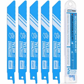 EffektWerk - Reciprocating Saw Blades for Metal - 5 Pieces - 6" / 150mm Bi-Metal Cutting Saw Blade Set - 14 TPI