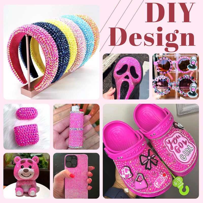 BELLEBOOST 6000PCS 4mm Resin Jelly Rhinestones in Bulk (Hot Pink