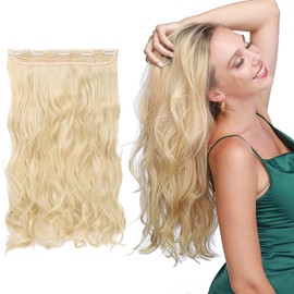 S-noilite Elegant 29"(73cm) Longest Curly Bleach Blonde 3/4 Full Head One Piece 5 Clips Clip in Hair Extensions