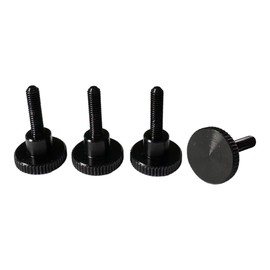 PrecisionGeek Black Anodised Aluminium Thumb Screws M4×16 mm, DIN 464 – Knurled Head Ø16 mm with 8 mm Shoulder, Set of 4