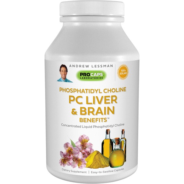 Andrew Lessman PC Liver & Brain Benefits 60 Softgels - Phosphatidyl Choline, Most Important Building Block for Healthy Liver and Brain Structure and Function. No Additives. Easy to Swallow Softgels
