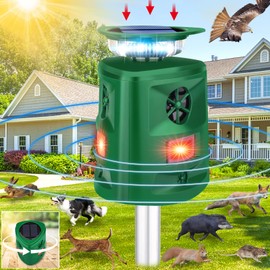 Ultrasonic Animal Repellent Outdoor,2025 Cat Repellent Devices Deer Repellent Solar Animal Repeller with Motion Sensor & Flashing Light to Scare Deer Squirrel Rabbit Raccoon Cat Skunk for Yard Lawn