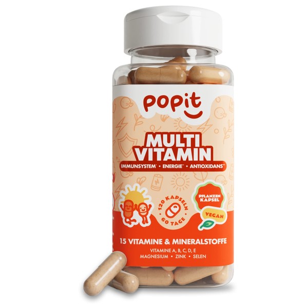 POP IT 120 Multivitamin Capsules High Dose - 15 All-in-One Vitamins + Zinc & Magnesium - Vegan, Lactose-free & Gluten Free - Vitamin A-Z Alternative to Vitamin Tablets - Minerals Complex
