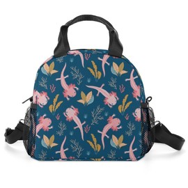 Axolotl Insulated Lunch Bags for Women Men,Reusable Cooler Lunch Box for Office Work School Picnic Beach Travel Gifts,Tote Lunch Bag Organizer with Adjustable Shoulder Strap for Adult Kids Girls Boys