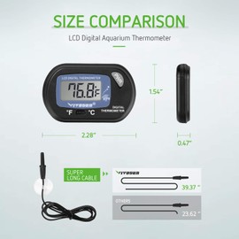 VIVOSUN 2-Pack LCD Digital Aquarium Thermometer Fish Tank Water Terrarium Temperature with Suction Cup for Turtle
