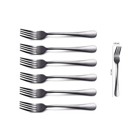 Kyraton Black Dinner Fork 6 Pieces, Stainless Steel 20.5cm Forks Black Titanium Plating Silverware, Black Forks Set of 6