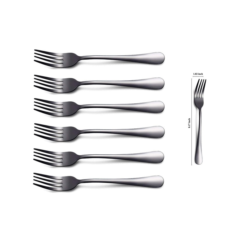 Kyraton Black Dinner Fork 6 Pieces, Stainless Steel 20.5cm Forks