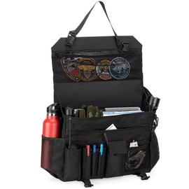 Trunab Patrol Bag, Car Front Seat Organizer, Police Duty Bag for Law Enforcement with 15.6” Laptop Sleeve, Molle Webbing, Multiple Compartment, Removable Straps, Black