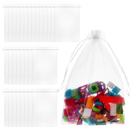 Nodaaiie 30 Pcs White Organza Bags, 16 x 24 Inches Extra Large Drawstring Gift Pouches for Wedding Favors, Jewelry, Candy, Party Decorations