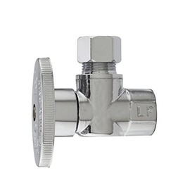 Plumb Pak PP20050LF 1/4 Turn Angle Shut-Off Valve, 3/8 X 3/8 In, Fip X Od, Body, Chrome Plated, 3/8" x 3/8"
