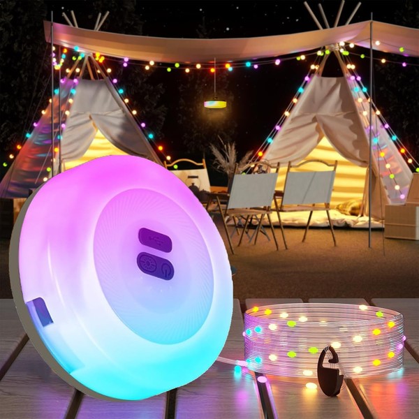 Camping String Lights, Camping Essentials Gear 32.8FT Lamp Lights Waterproof,