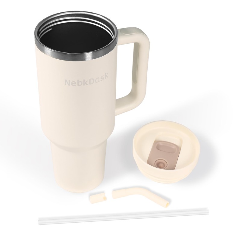 NebkDask 40 oz Water Bottle with Handle & Straw –