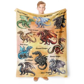 Dragon Blanket for Boys, Dragon Gifts for Kids, Dragon Throw Blanket Gifts for Thanksgiving Christmas Soft Cozy Warm Flannel Toddler Blanket 50x60 Inches