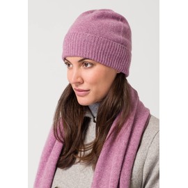 Style Republic Women’s Ribbed Beanie, Cashmere Wool, Soft & Stretchy with Ribbed Edge, Warm Hat for Winter (Dull Rose)