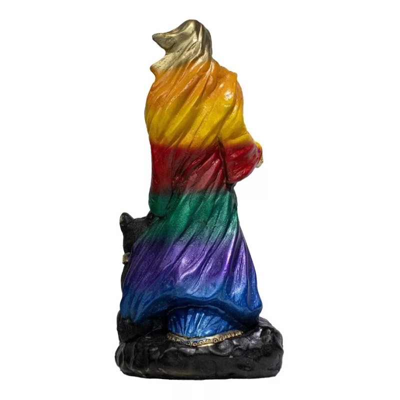 Imagen De Resina Santa Muerte Con Perro 7 Potencias