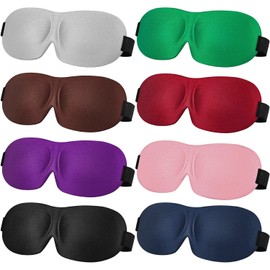 Jeffbaubl Pack of 8 3D Eye Masks for Sleeping, Sleeping Mask for Side Sleepers, Blackout Sleep Mask with Adjustable Strap, Soft Comfortable Night Eye Bandage, Eye Protection for Travel, Yoga (8