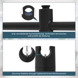 Hibbent Shower Head Holder Replacement Universal Adjustable Hand Shower Holder with 1 Hook for 18-25 mm Hand Shower Rail Head Slider Clamp Holder ABS Shower Holder, Matte Black