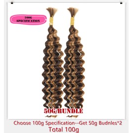 Human Hair Extensions For Braiding Human Hair Braiding Hair For Micro Braids 20 Inch Double Drawn 100% Human Hair Bulks No Weft Knotless Boho Braid Jet Black Deep Wave 1b 100g（50g x 2）