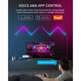 LPMYLMC Smart LED Wall Lights 8Pcs, RGB-IC Glide Wall Lights with Music Sync and Dynamic Scenes, Work with Alexa and Google Assistant for Home Decor, Gaming