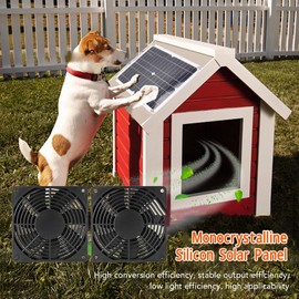 Bewinner Solarpanel Lüfter Set, 20 W, 16 V, Solarpanel mit 2 Abluftventilatoren, Wasserdichter Außenventilator für Hühnerställe, Gewächshäuser, Camping Abluftventilator