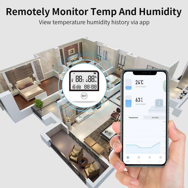 WiFi Temperature Humidity Monitor Smart Temperature & Humidity Sensor Meter