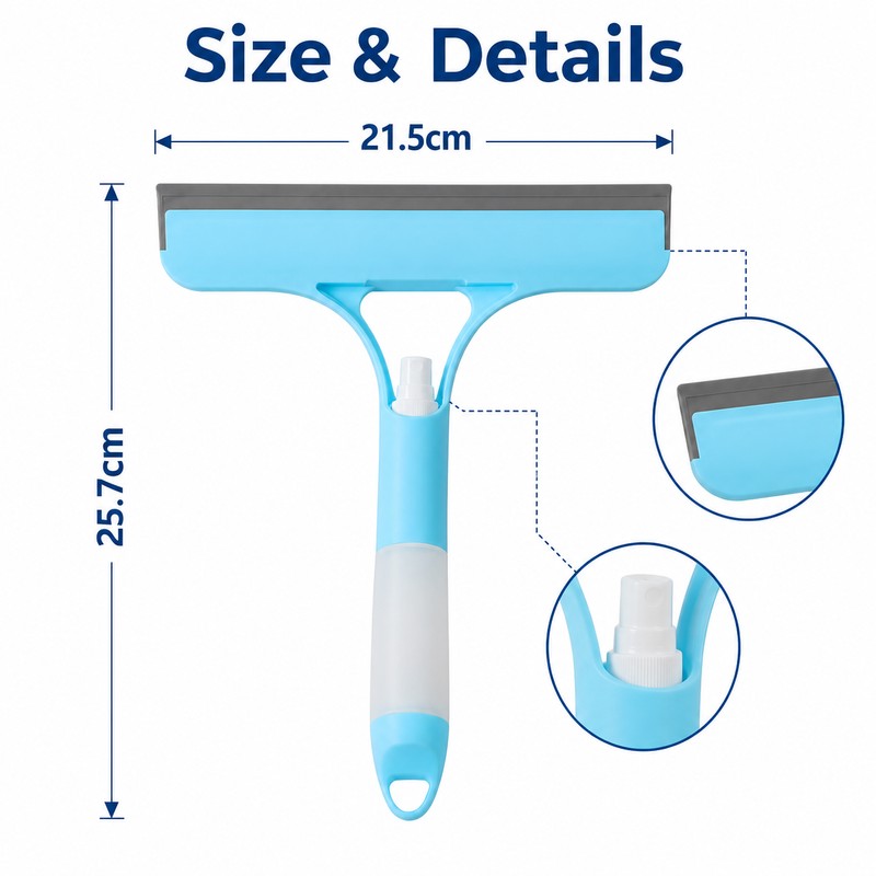 3-in-1 Shower Squeegee with Spray Nozzle - Handheld Glass &