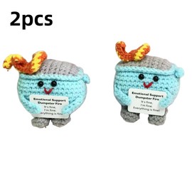 Crochet Dumpster Fire Toy, 2 Counts Emotional Support Dumpster Fire Plush Toy, Emotional Support Ornament for Easter Decoration Or Gift:_7pcs
