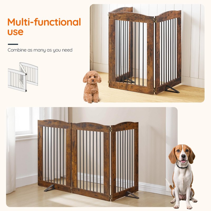 HOOBRO Indoor Dog Gate with Support Feet, Freestanding Pet Gate