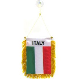 AZ FLAG Italy Mini Banner 6'' x 4'' - Italian Pennant 15 x 10 cm - Mini Banners 4x6 inch Suction Cup Hanger