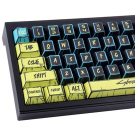 JakeTsai PBT Keycaps, 145 Keys Japanese Manga Keycaps, Cyberpunk 2077 Minimalist Style Cherry Profile Dye Sublimation Custom Keycap for Cherry Gateron MX Swithes ISO/ANSI Layout Mechanical Keyboards