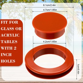 Jetec 2 Inch Patio Table Umbrella Hole Ring with Cap Set Silicone Transparent Thicker Hole Ring Plug and Cap Set for Outdoor Patio Garden Beach Table Umbrella Plug