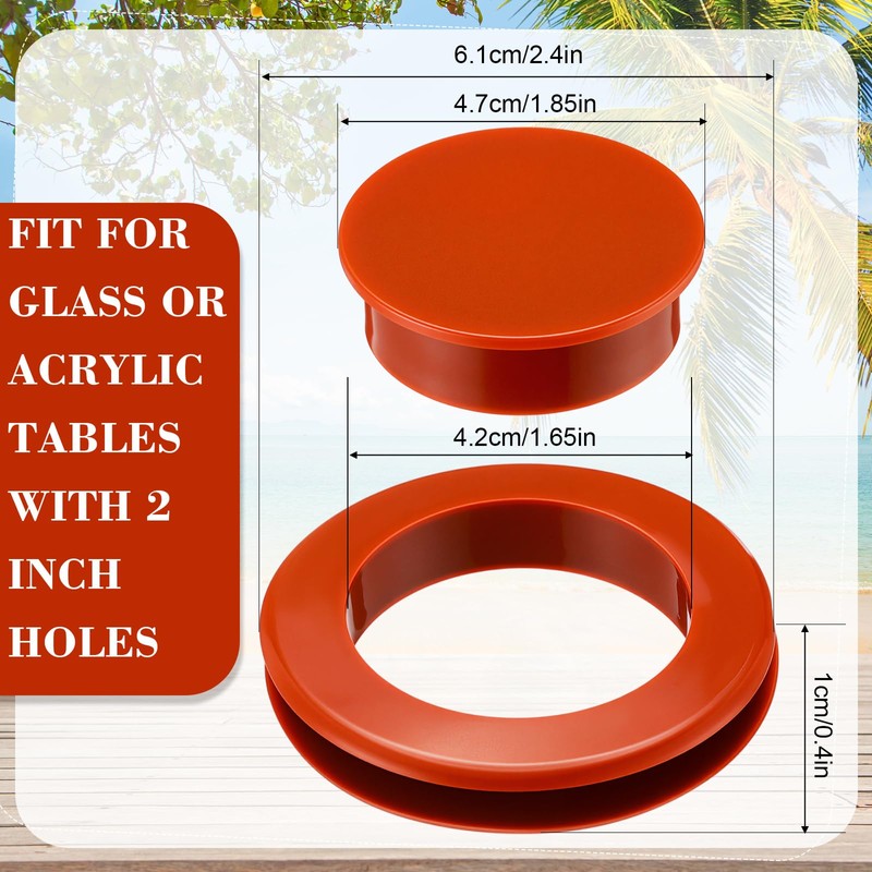 Jetec 2 Inch Patio Table Umbrella Hole Ring with Cap
