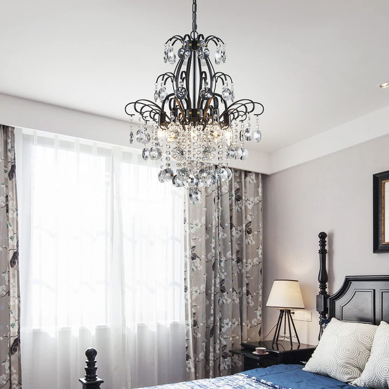 WUZUPS Crystal Chandelier 5-Light Pendant Ceiling Light Modern Lighting Fixture