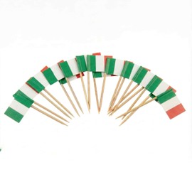 120 Pcs Italy Flag Cocktail Picks - 6.5cm (2.5in) Bamboo Toothpicks with Mini Flags - Sturdy Food & Drink Garnish Picks for Parties, Bars, Catering & Events - by Mobi Lock
