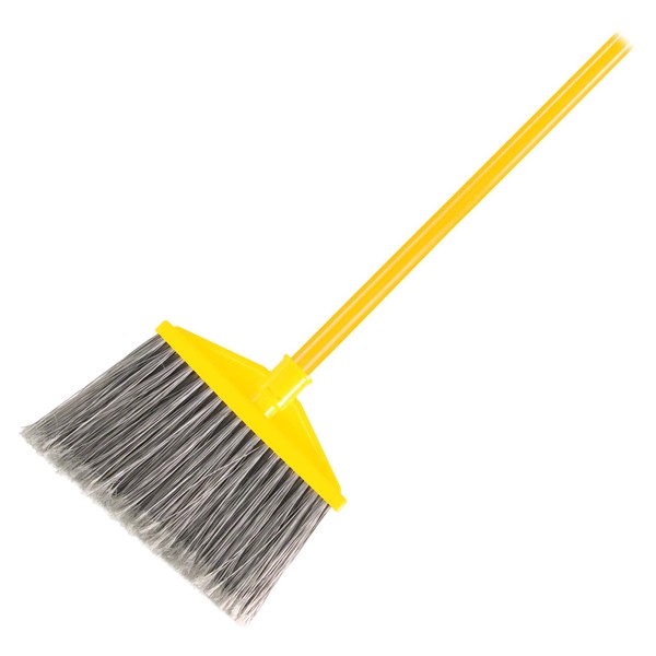 Rubbermaid Commercial Products Angled Large Broom with Polyethylene Bristles, Yellow/Gray, Indoor/Outdoor use Restaurant/Lobby/Office/Mall, Pack of 6