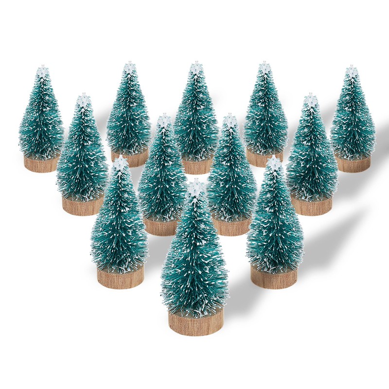 Pack of 12 Mini Christmas Tree, Artificial Bottle Brush, Christmas