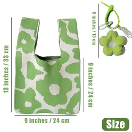 OULIGET Women's Crochet Wrist Bag,Cute Flower Tote Bag Sleeve Knot Pouch,Cute Pendant Keychain Bag Pendant,Casual Women Bag,2 Pieces