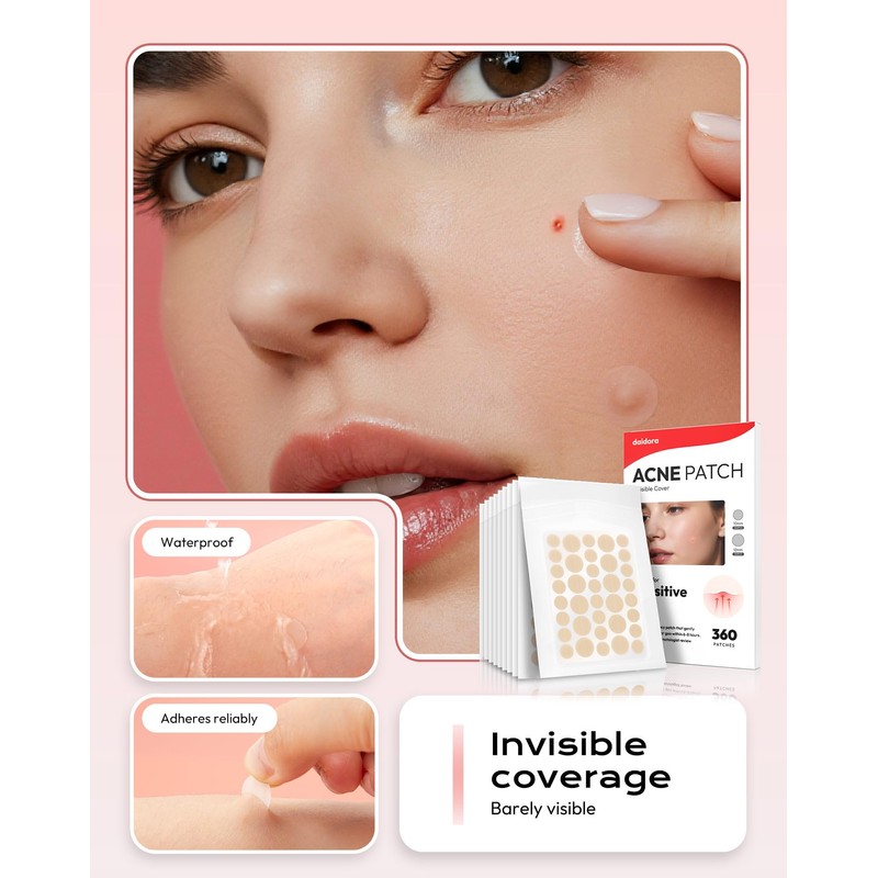 360 Pieces Invisible Pimple Patches, Hydrocolloid Spot Patches, Acne Treatment