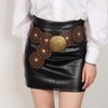 LIMHOO Wide Disc Belt for Women Leather Hollow Out Round