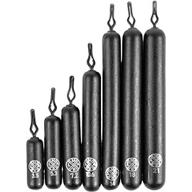 LMAB Tungsten Drop Shot Weights Set Lead-Free Rod Shape, Painted with Clamping Eyelet, for Dropshot Fishing, Zander Fishing & Bass Fishing, Colour Matt Black, Size 18.0 g