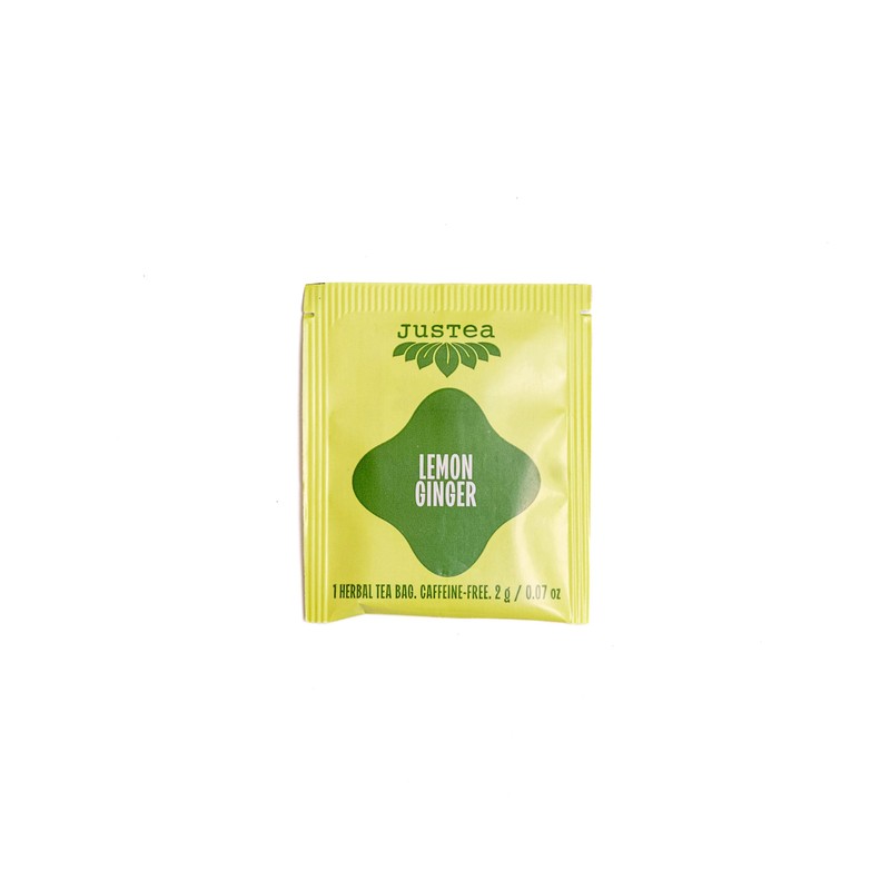 JusTea LEMON GINGER | Herbal Tea Bags, Caffeine-Free, Organic Ginger