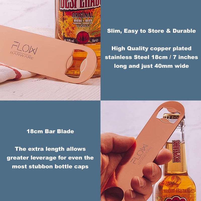 FLOW Barware Bar Blade, 18cm Copper Bottle Opener | Heavy
