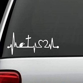 Bluegrass Decals K1124 Praying at The Cross Heartbeat Lifeline Decal Sticker