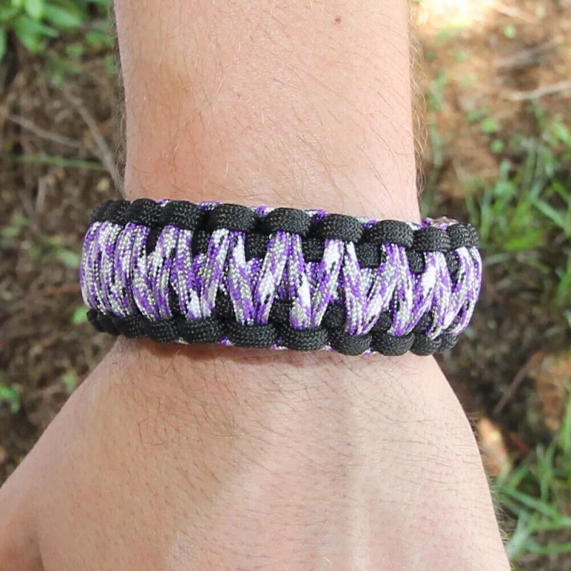 Unbranded Skullz Survival Paracord Outdoor Womens Survival Bracelet Purple Black