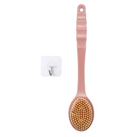 Vtrem Shower Brush with 25cm Long Handle Body Back Brushes Soft Bristles with Sticky Hook Exfoliating Bath Scrubber for Sensitive skin, Remove Cellulite, Improve Your Circulation (Pink)