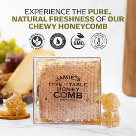 Jamie's Hive To Table 100% Raw Honeycomb, 12 Oz – All-Natural Pure Georgia Honeycomb, No Additives or Preservatives, Non-GMO